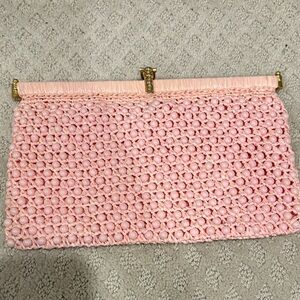Vintage  Pink beaded Clutch Bag